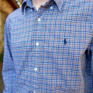 Ralph Lauren Blue Grid Pattern Button Down